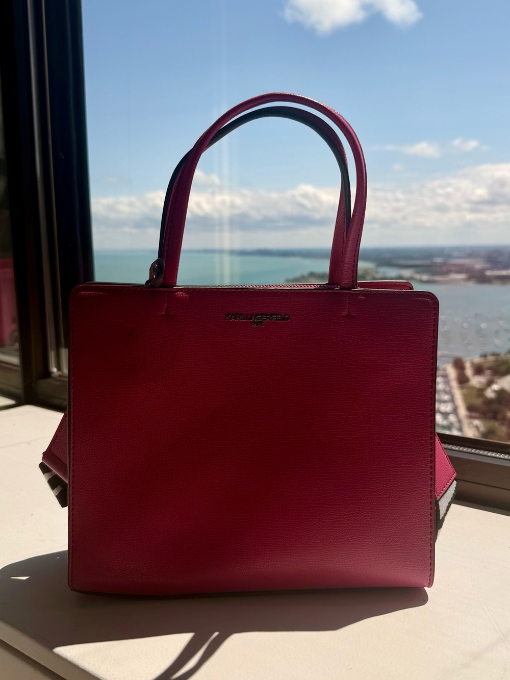 Red/Pink Structured Tote Bag by Karl Lagerfeld